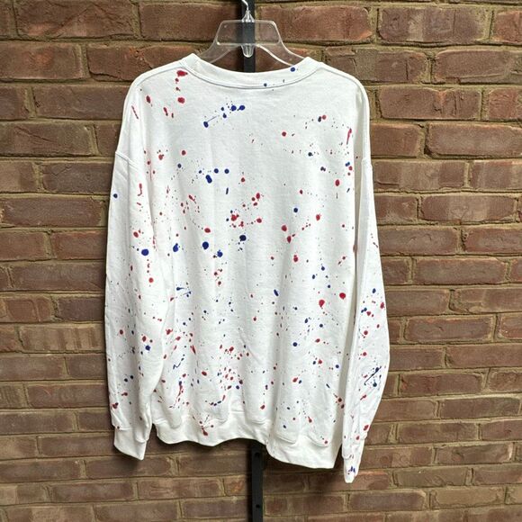 USA Unisex Splattered Red/Blue Sweatshirt Size XL NEW - Picture 4 of 5